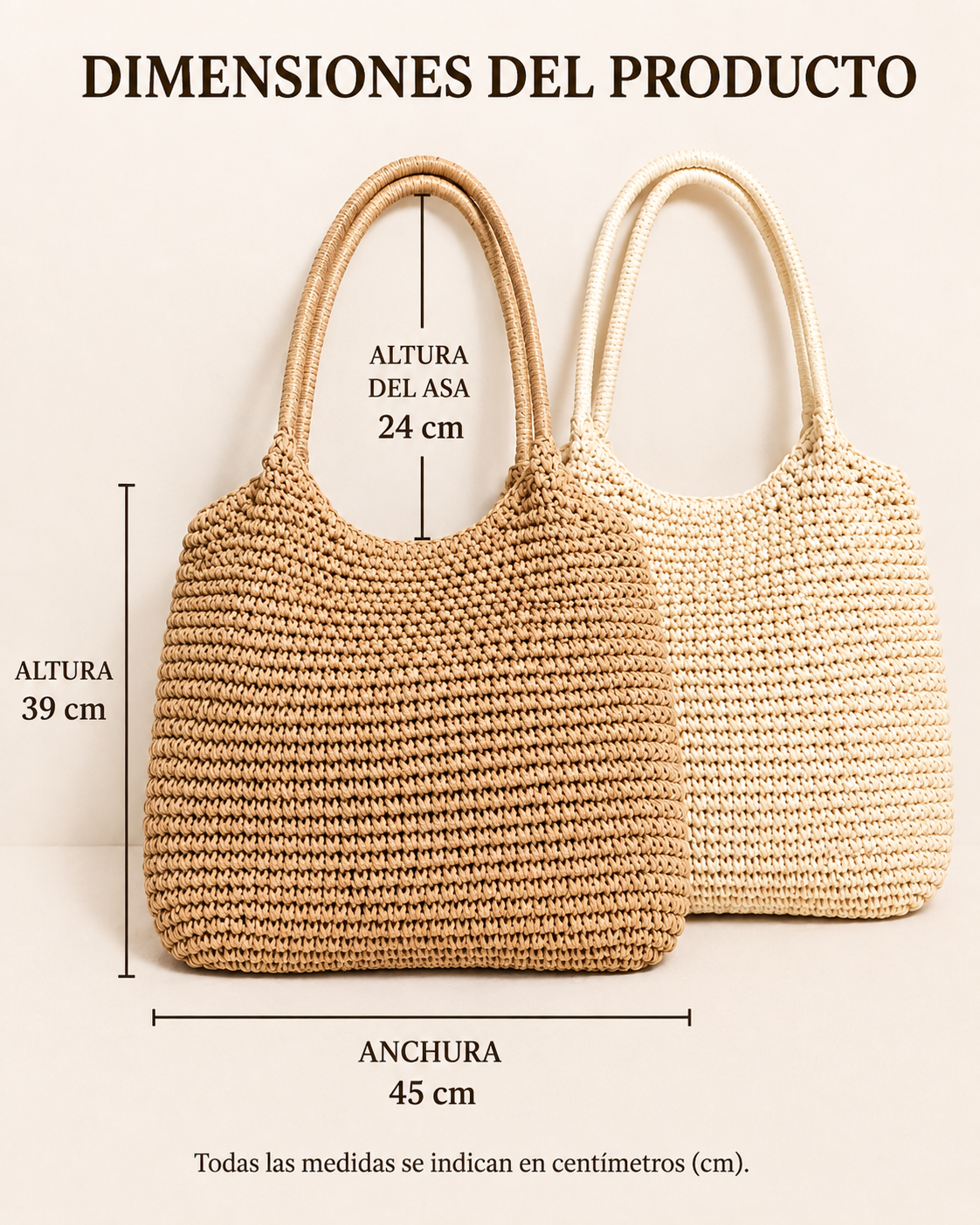Manuela | Bolsa de Hombro de Paja Trenzada - Natural Claro