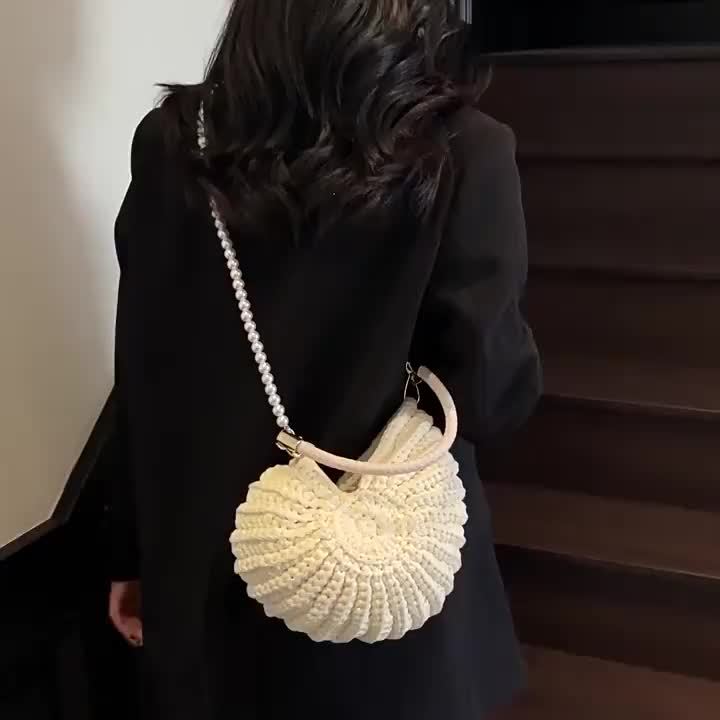 Tamara | Bolsa Tote Trenzada con Correa de Cadena - Blanco Crema