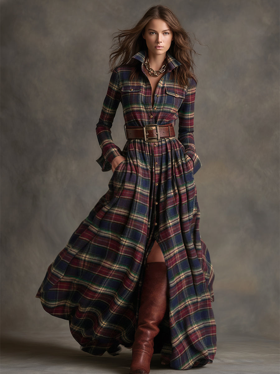 Celia | Vestido Largo a Cuadros