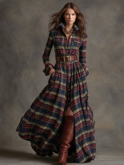 Celia | Vestido Largo a Cuadros