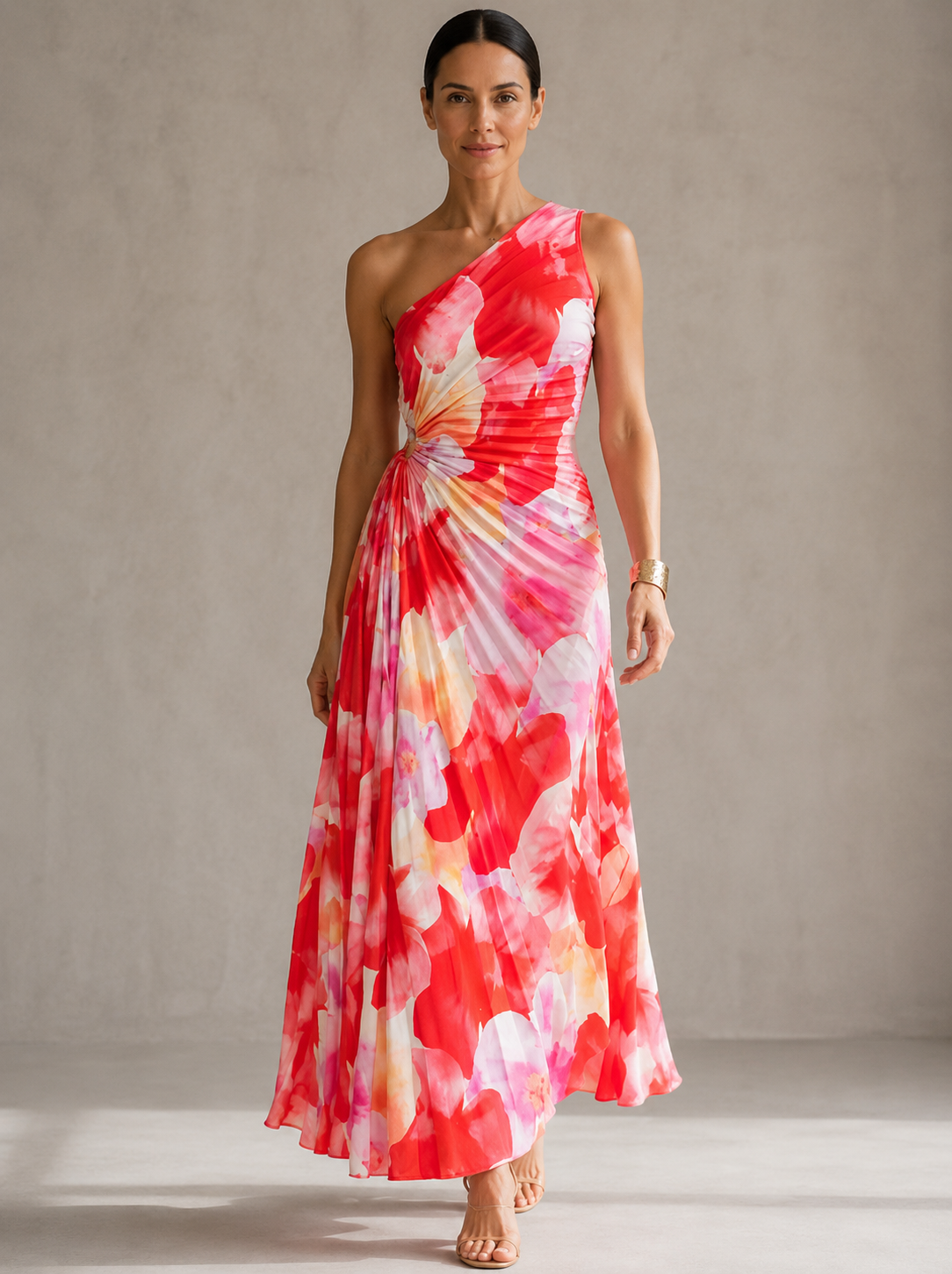 Yanira | Robe plissée asymétrique à une épaule