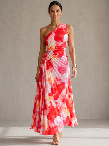 Yanira | Robe plissée asymétrique à une épaule