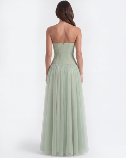 Robe longue bustier avec corset