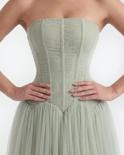 Robe longue bustier avec corset