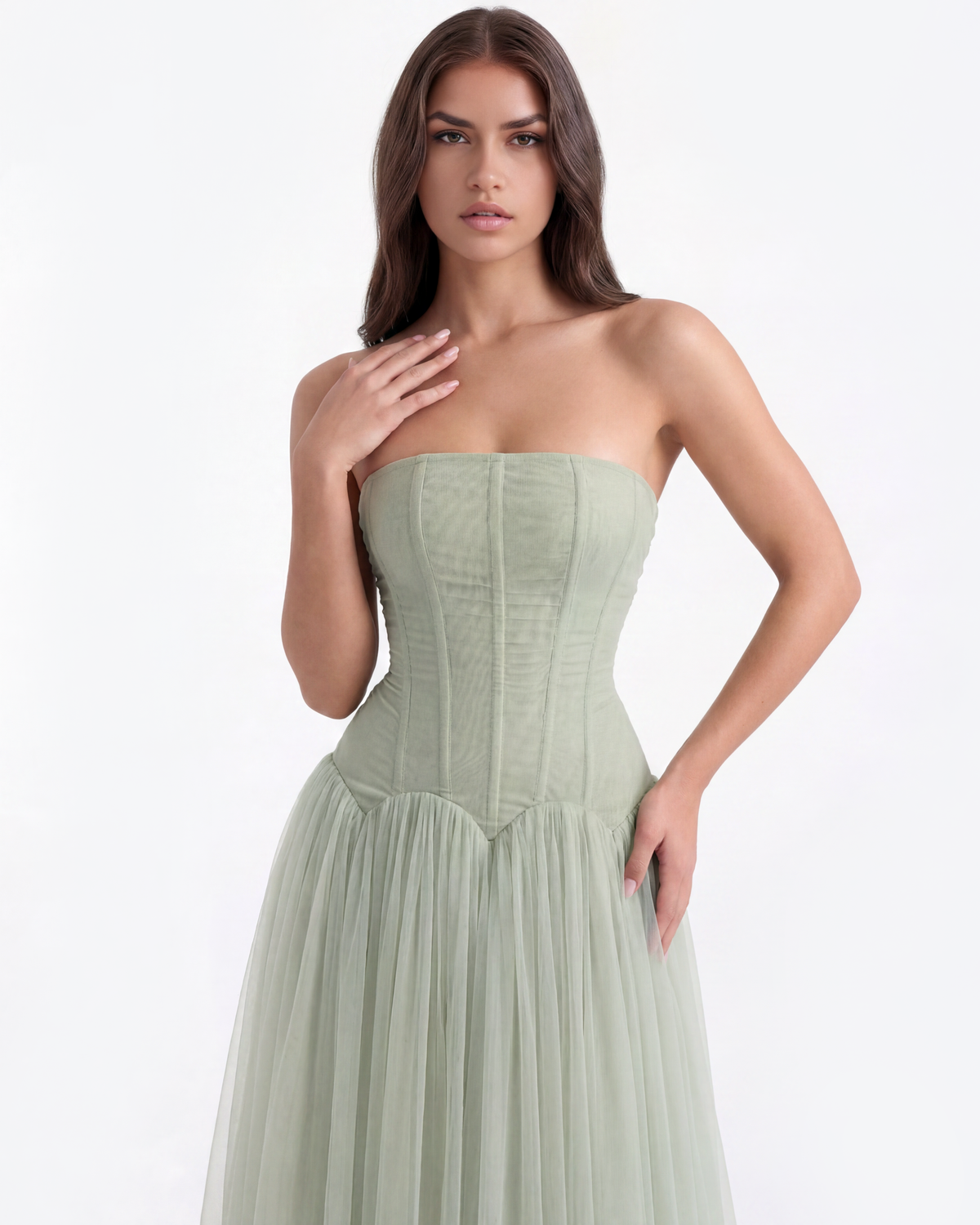 Robe longue bustier avec corset