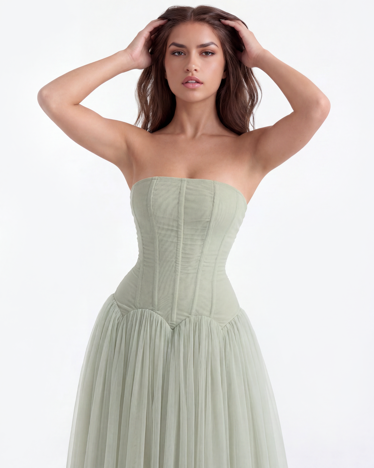 Robe longue bustier avec corset