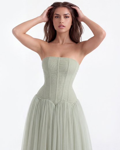 Robe longue bustier avec corset