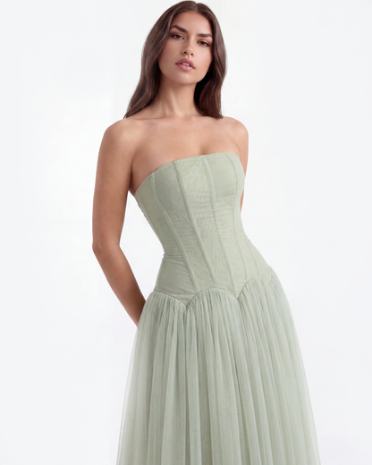 Robe longue bustier avec corset