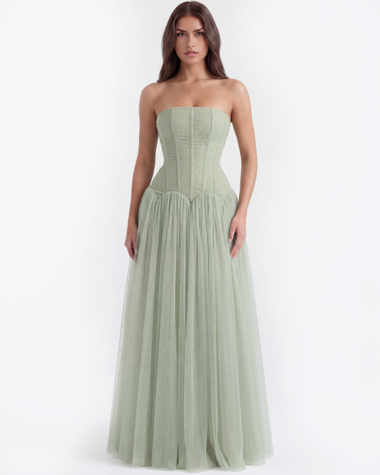 Robe longue bustier avec corset