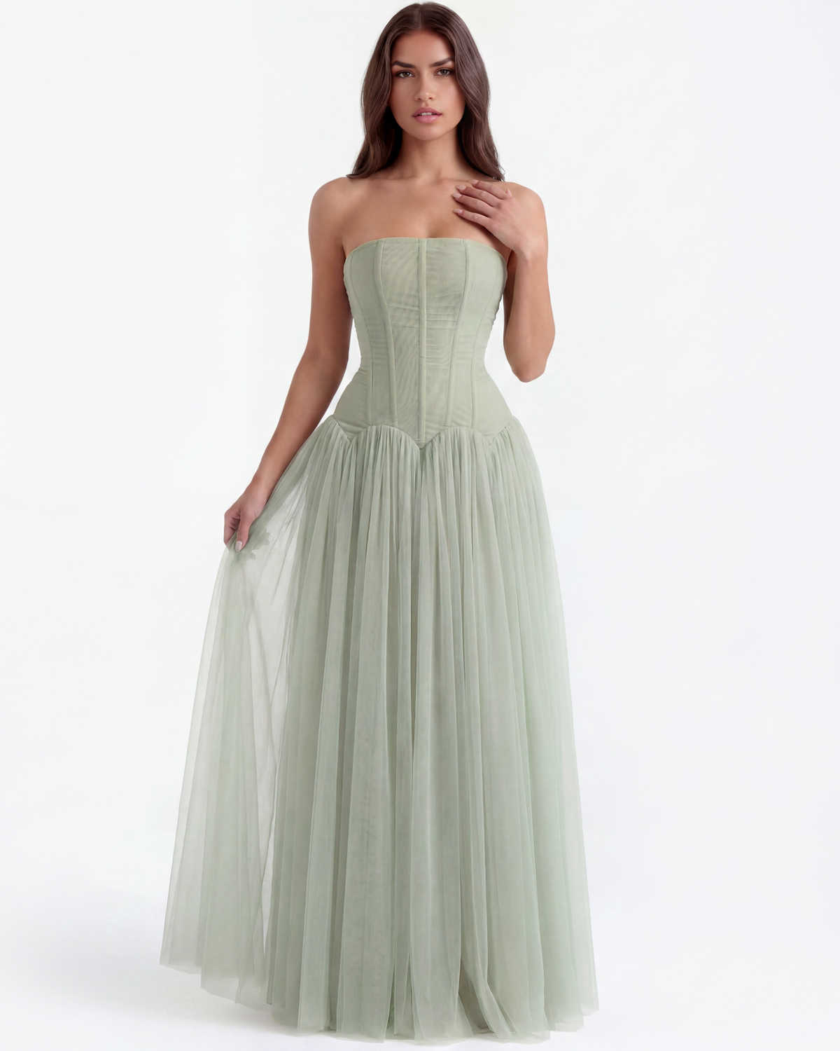 Robe longue bustier avec corset