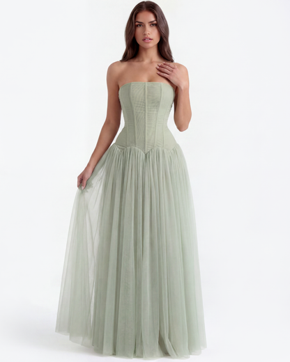Robe longue bustier avec corset