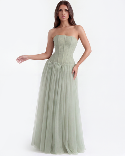 Robe longue bustier avec corset