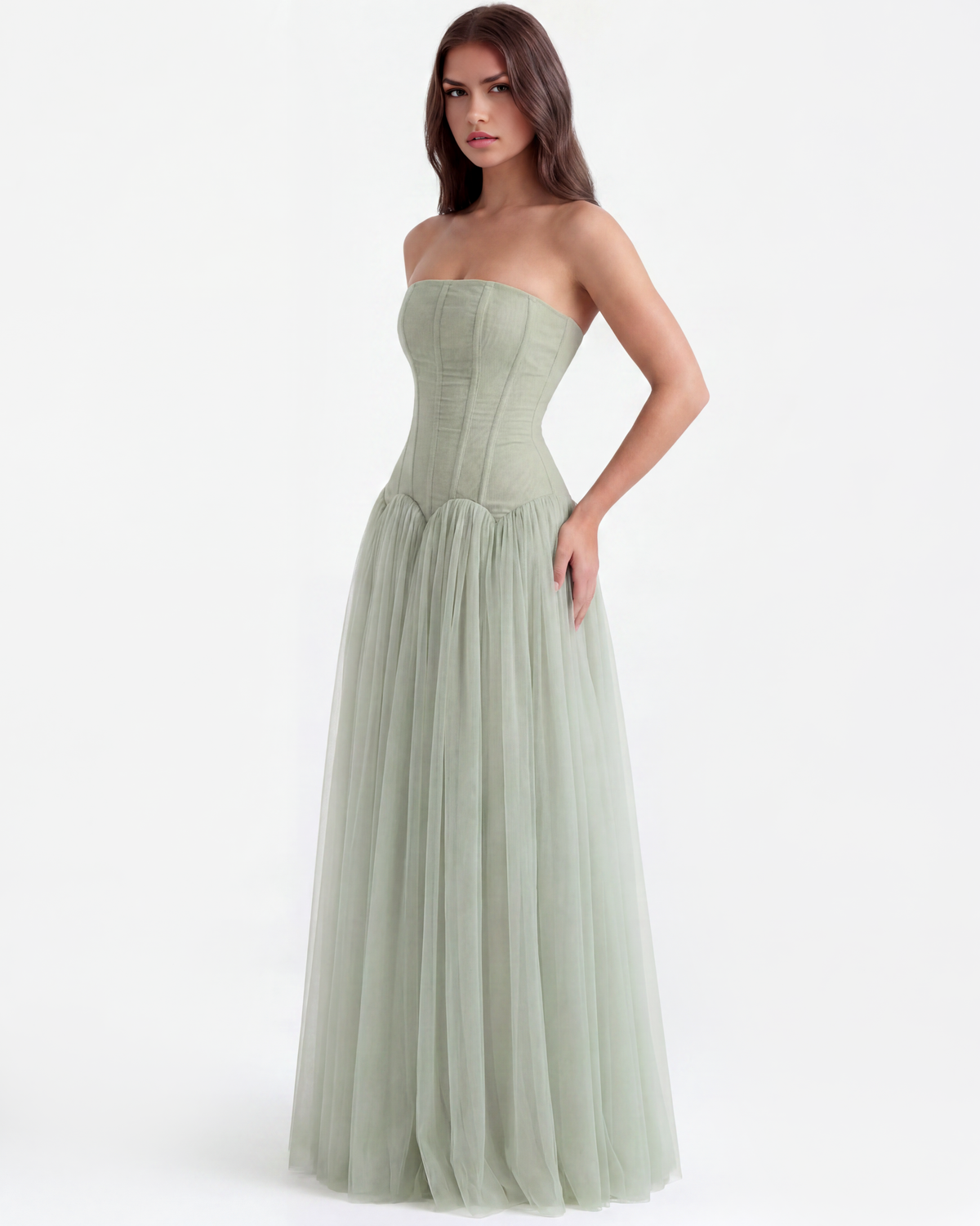 Robe longue bustier avec corset