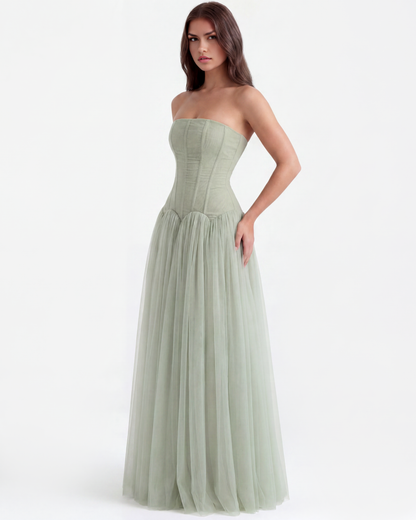 Robe longue bustier avec corset