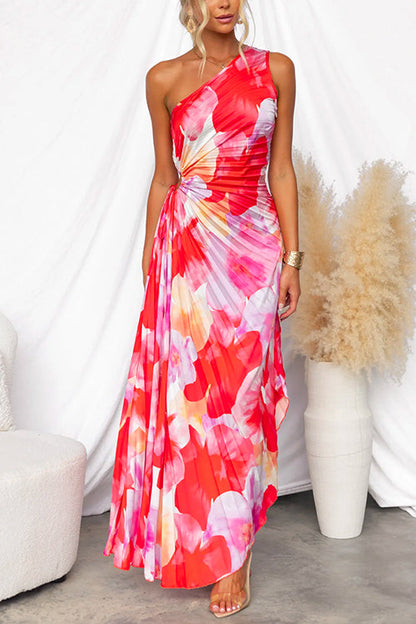 Yanira | Robe plissée asymétrique à une épaule
