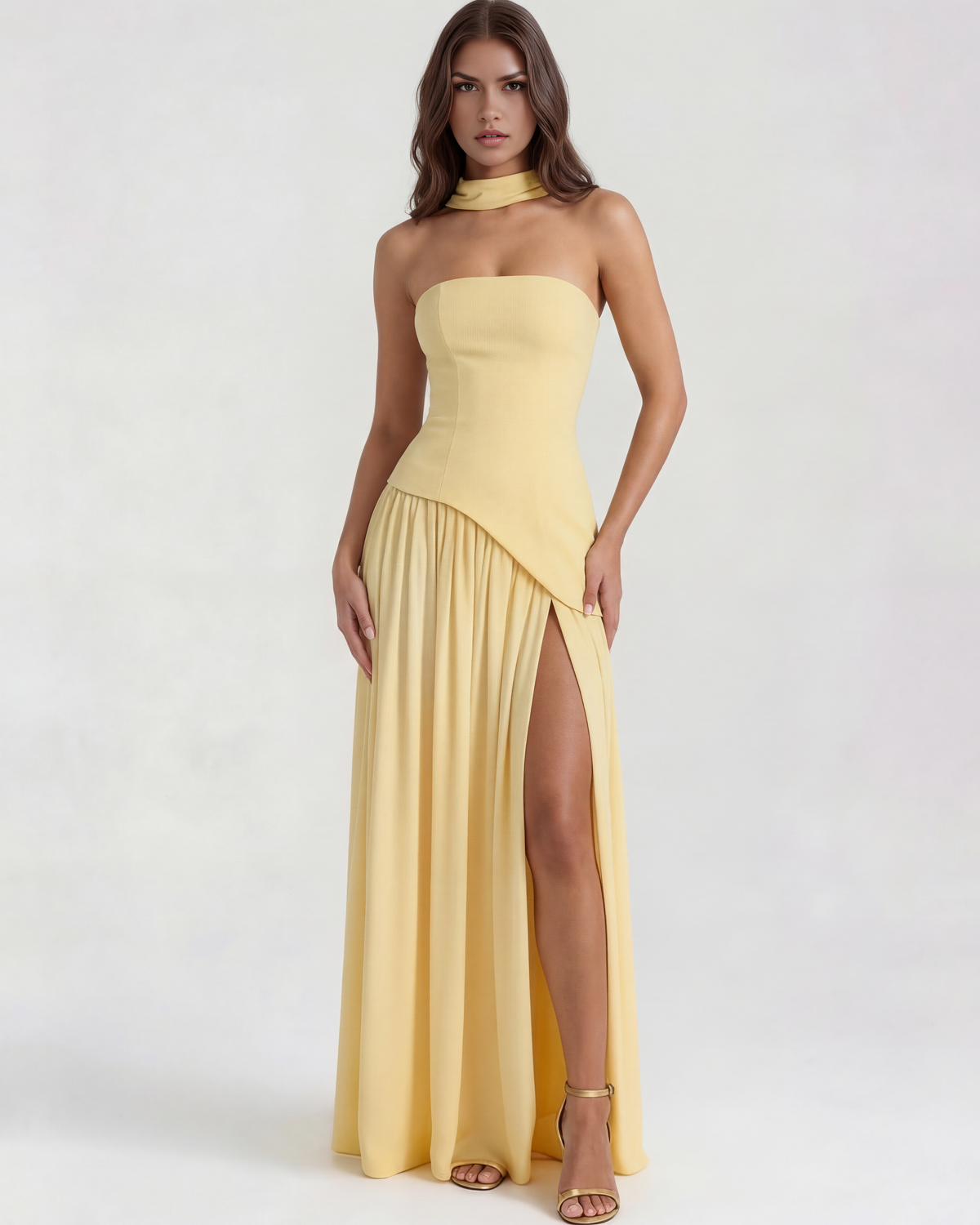 Robe longue bustier fendue