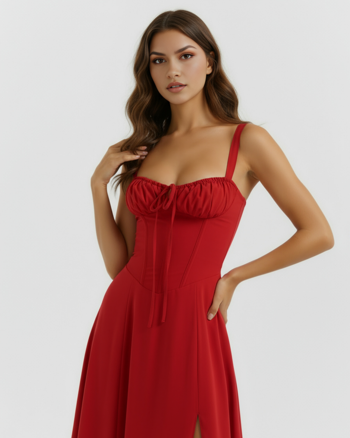 Robe midi corsetée et fendue