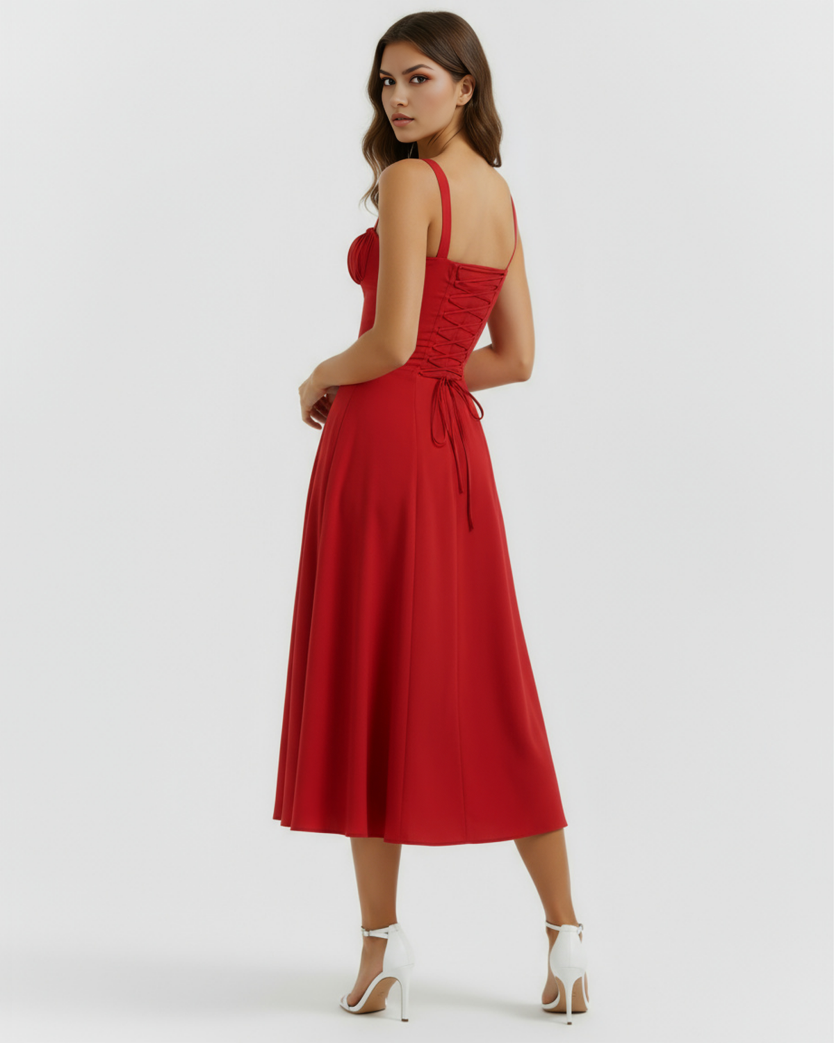Robe midi corsetée et fendue