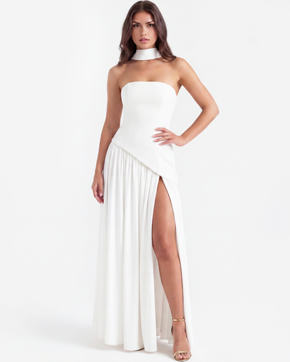 Robe longue bustier fendue