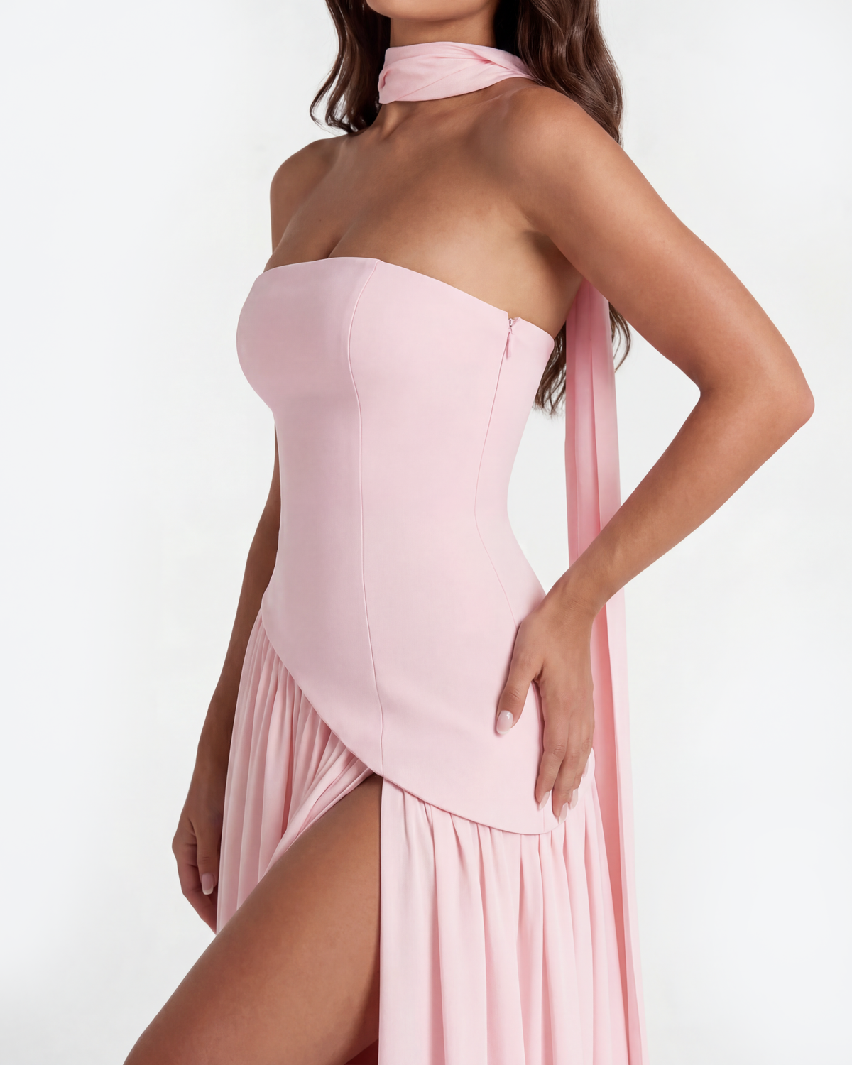 Robe longue bustier fendue