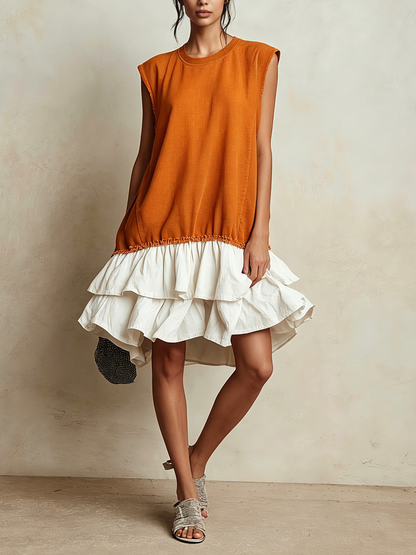 Ilaria | Vestido casual a bloques de color, corte amplio, de vacaciones