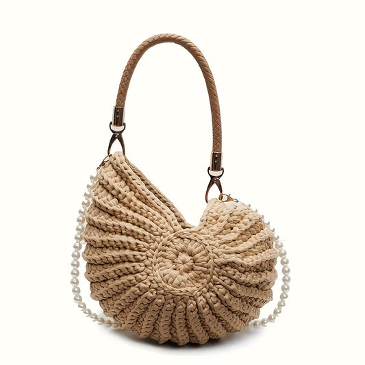 Té | Bolsa Tote Trenzada con Correa de Cadena - Camel