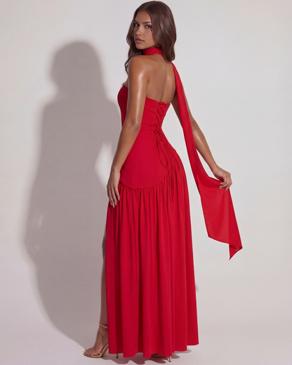 Robe longue bustier fendue