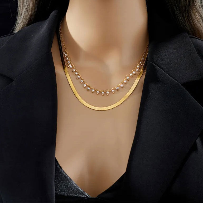 Marizanne | Conjunto de Choker de Serpiente de Lujo y Joyería de Perlas