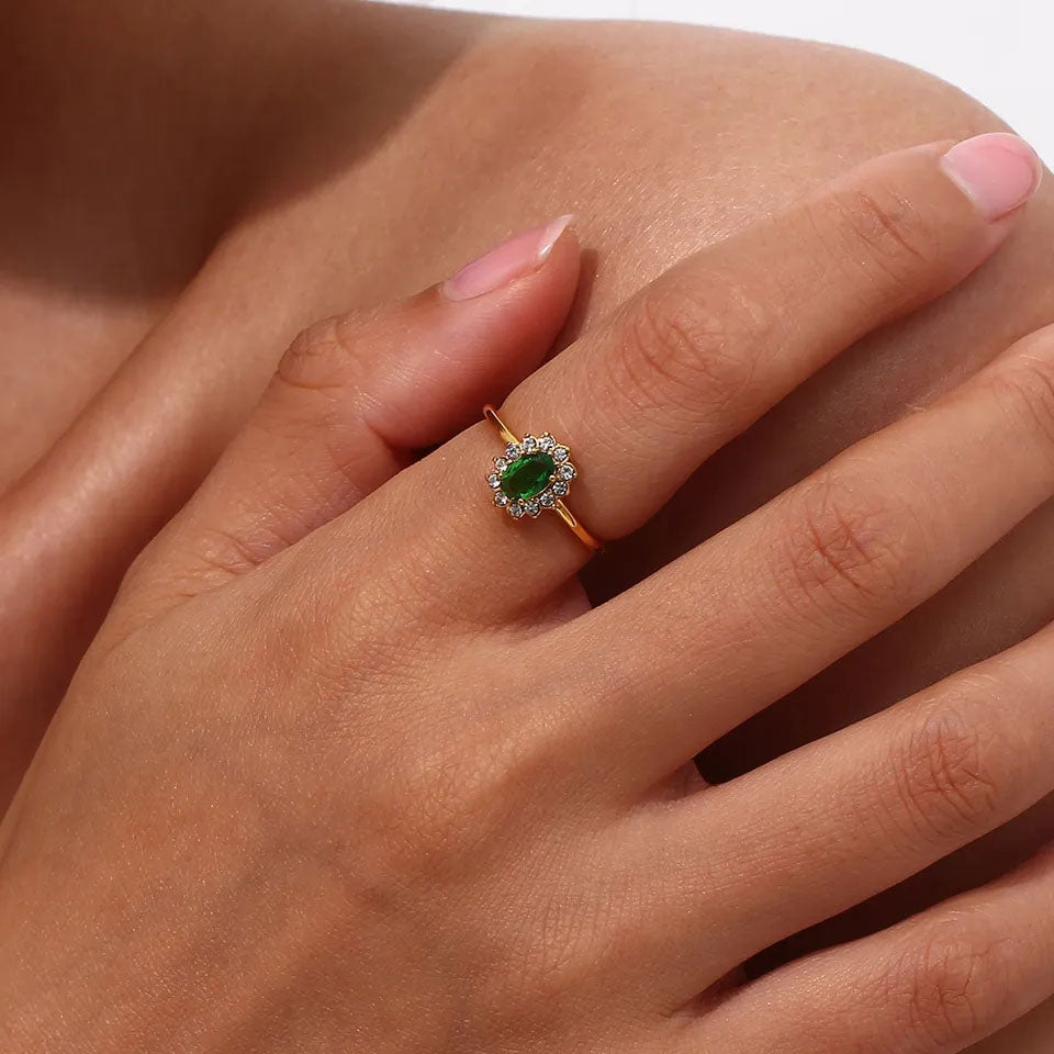 Amaryelle | Anillo de Zircón Verde
