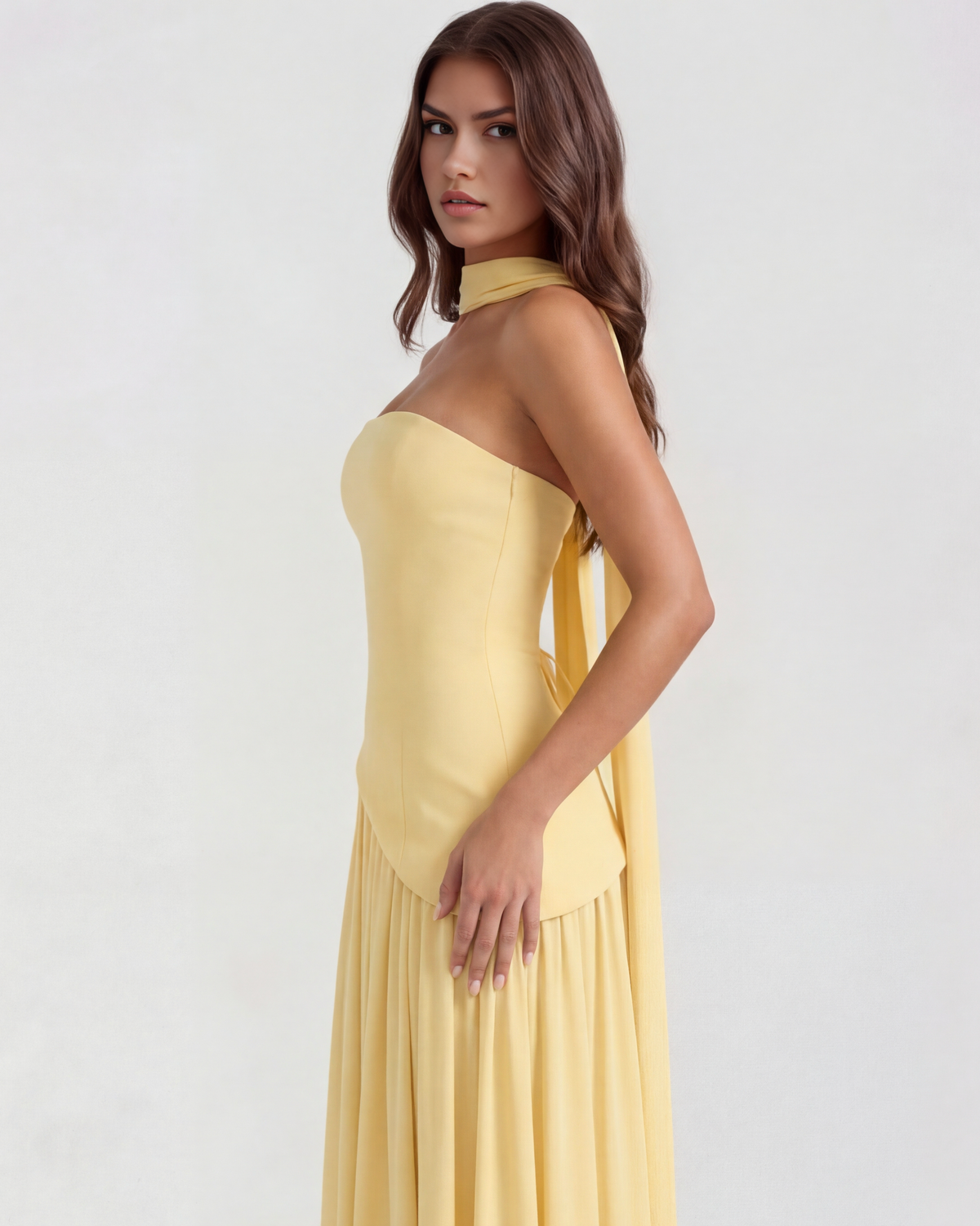 Robe longue bustier fendue