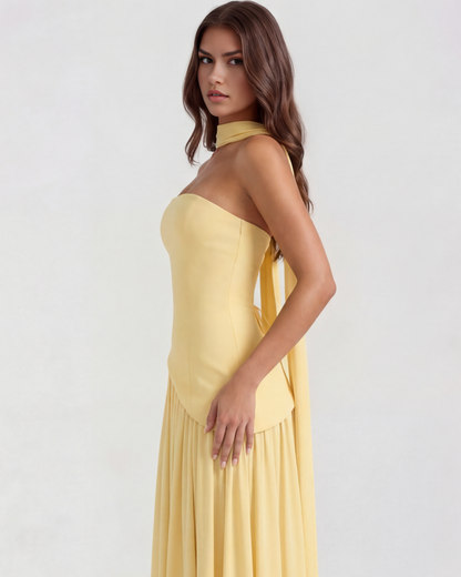 Robe longue bustier fendue