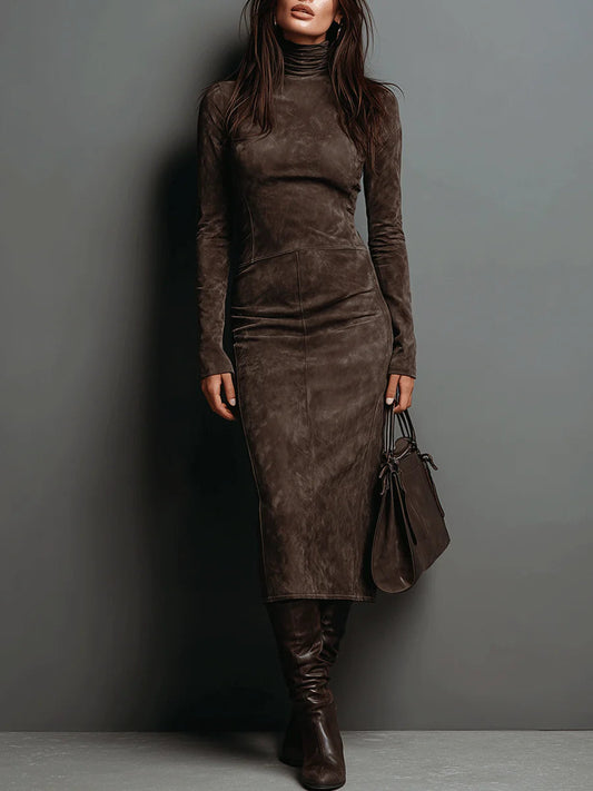 Lorena | Robe midi longue marron
