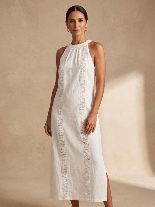 Jimena | Robe midi en lin à col officier