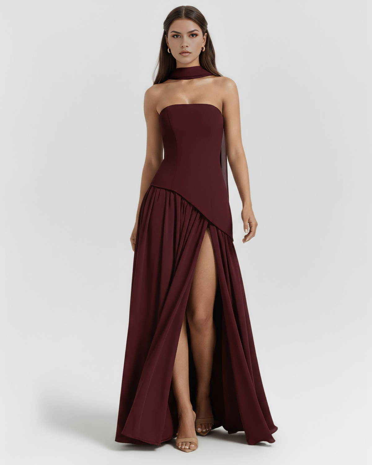 Robe longue bustier fendue