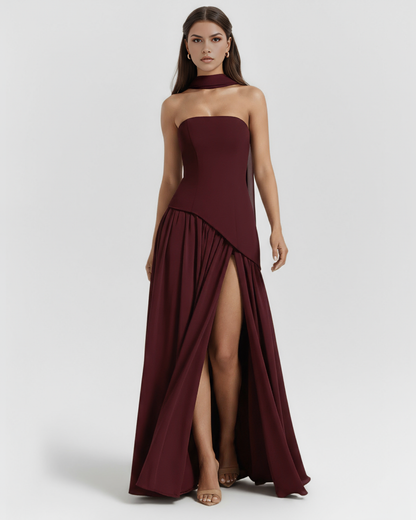 Robe longue bustier fendue