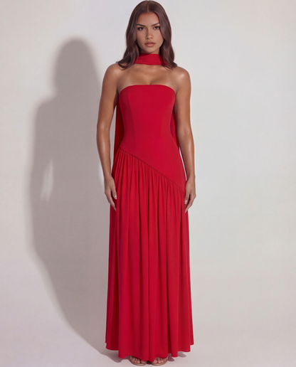 Robe longue bustier fendue