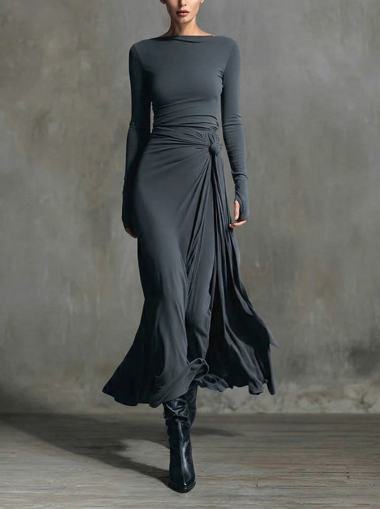 Naiara | Robe longue avec nœud latéral
