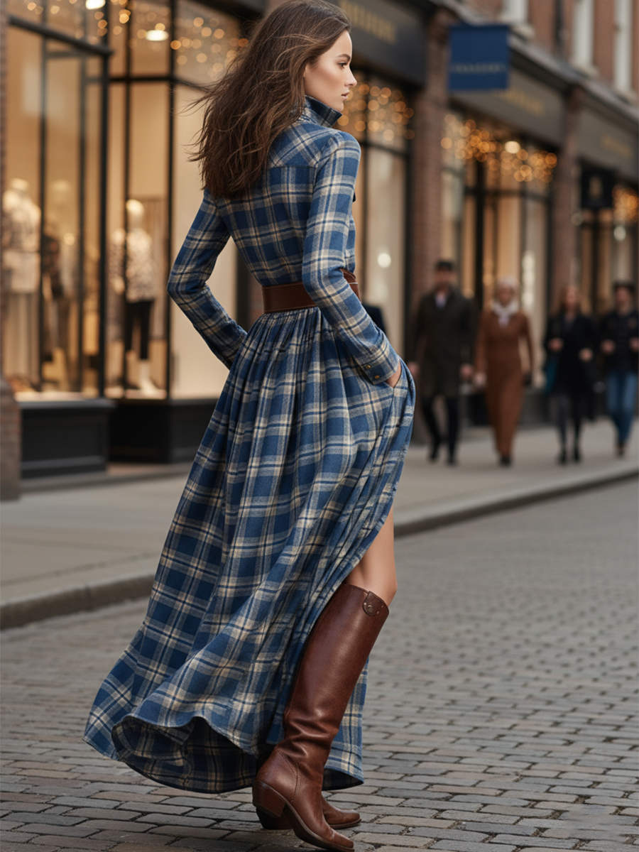 Celia | Vestido Largo a Cuadros