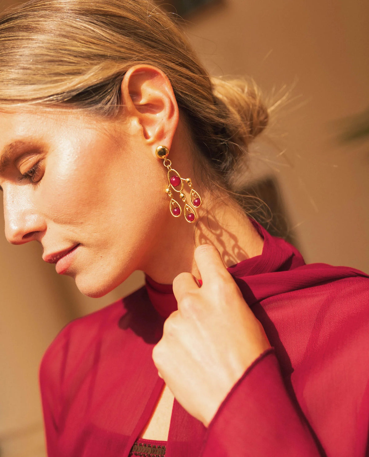 BOUCLES D'OREILLES SOLEIL · ROUGE