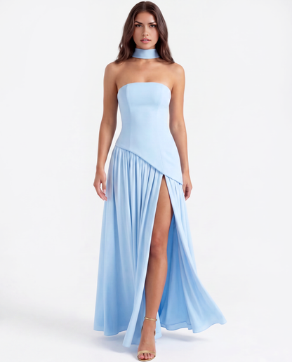 Robe longue bustier fendue