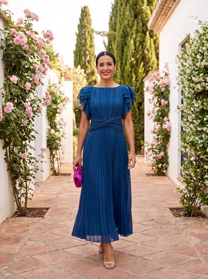 Seraphina | Elegante Maxi Vestido Plisado con Cintura Anudada
