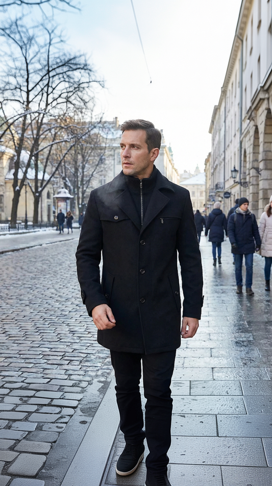 Lucas - Manteau ajusté à col montant