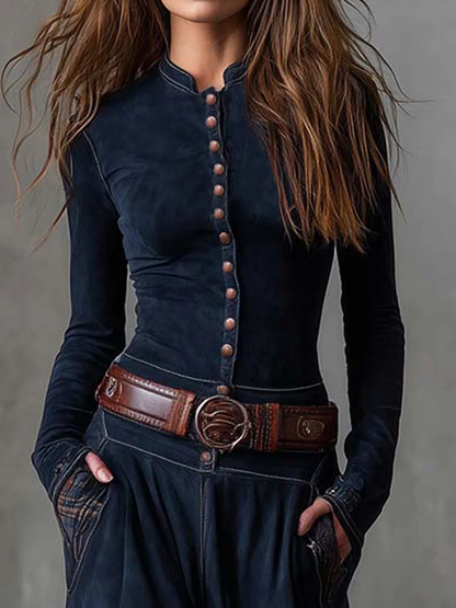 Azucena | Robe longue en daim avec ceinture