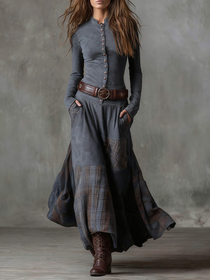 Azucena | Robe longue en daim avec ceinture