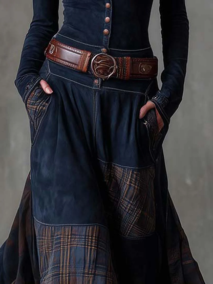 Azucena | Robe longue en daim avec ceinture
