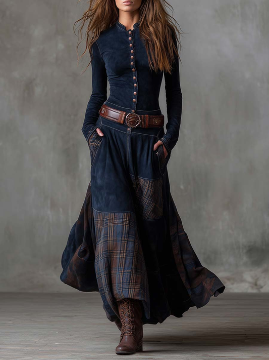 Azucena | Robe longue en daim avec ceinture