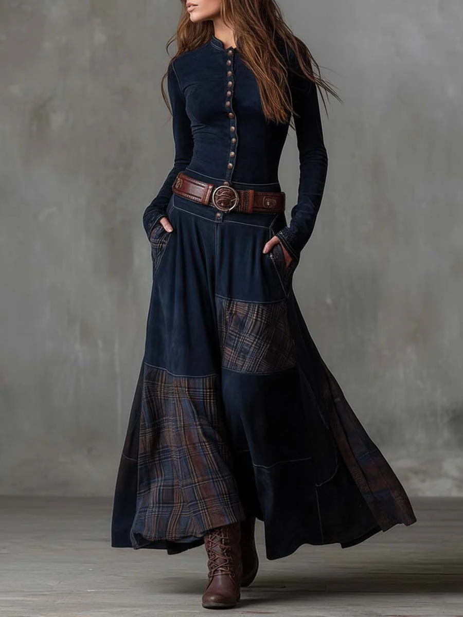 Azucena | Robe longue en daim avec ceinture