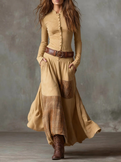 Azucena | Robe longue en daim avec ceinture