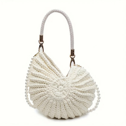 Tamara | Bolsa Tote Trenzada con Correa de Cadena - Blanco Crema