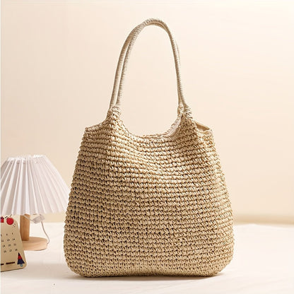 Manuela | Bolsa de Hombro de Paja Trenzada - Natural Claro